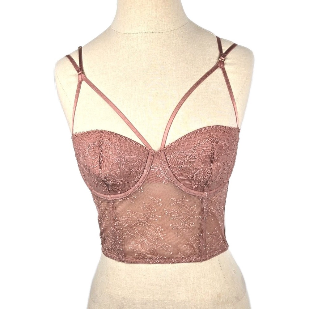 Victoria's Secret Very sexy lightly lined long line bustier Bra Size‎ 34B Rose